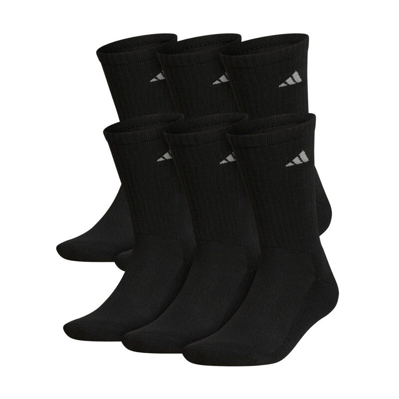 adidas Men's Athletic Cushioned Crew 6-Pack (Black)