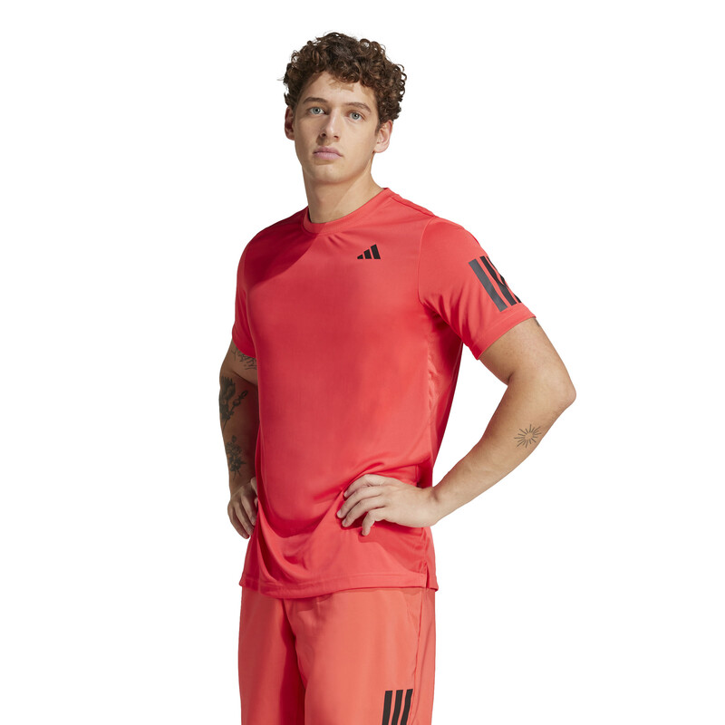 adidas Club 3 Stripes Tee (M) (Red)