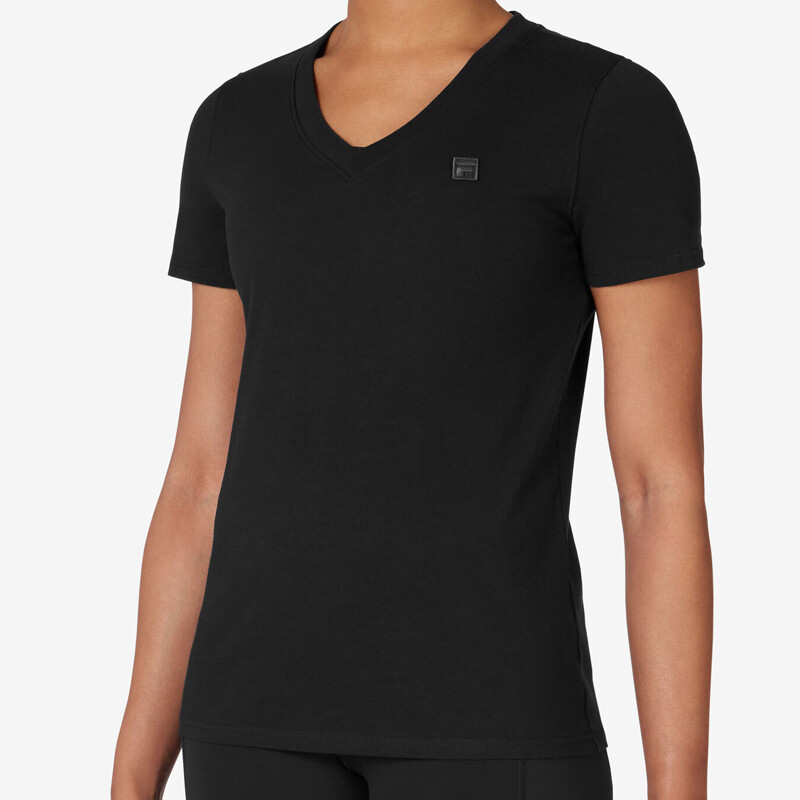 FILA Elevated Essentials V-Neck Tee (W) (Black)