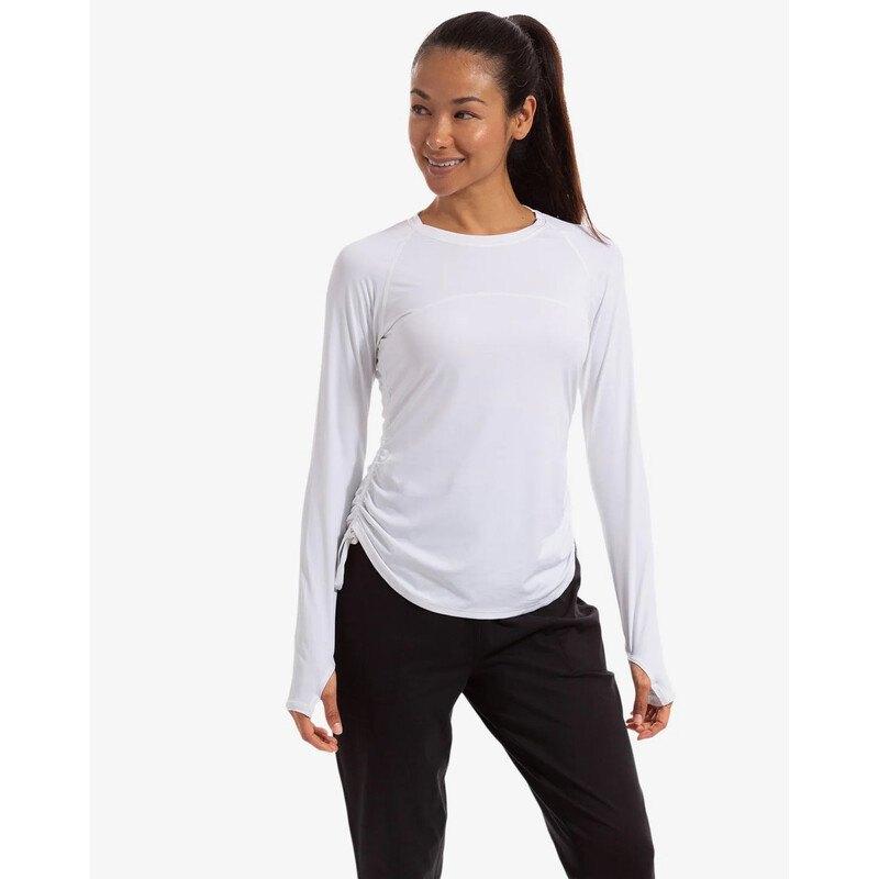 BloqUV Drawstring Long Sleeve Crew (W) (White)