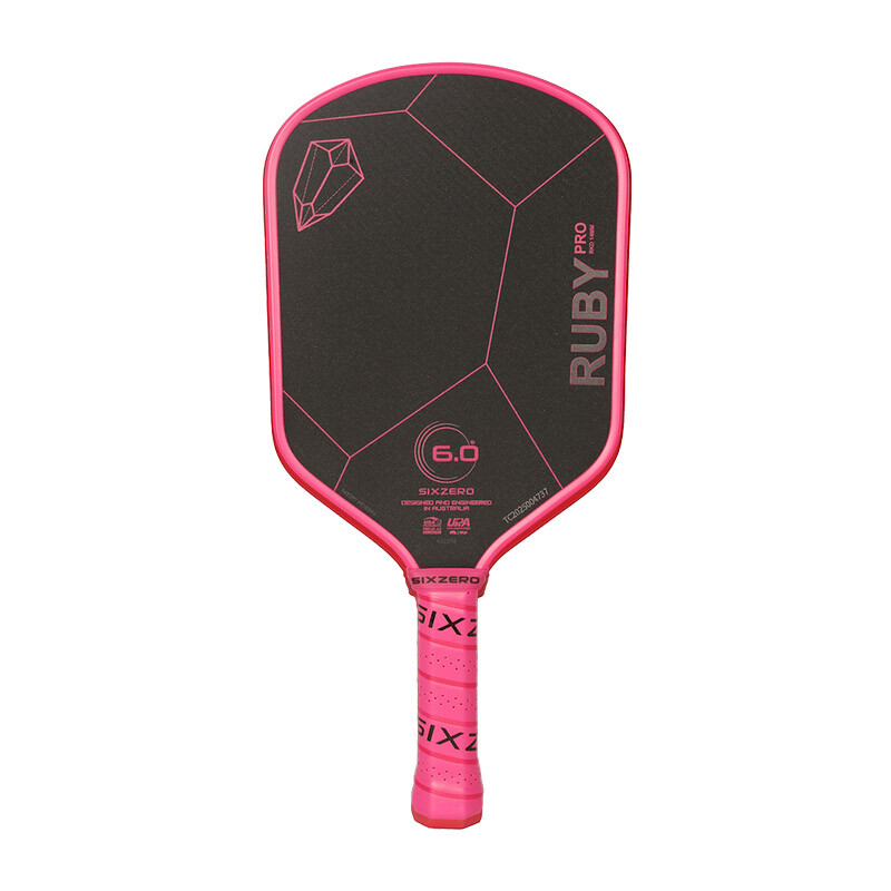 Six Zero Ruby Pro 14mm Pickleball Paddle (Black/Pink)