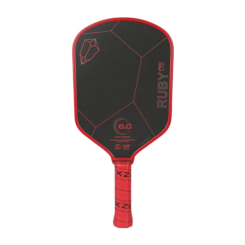 Six Zero Ruby Pro 14mm Pickleball Paddle (Black/Red)