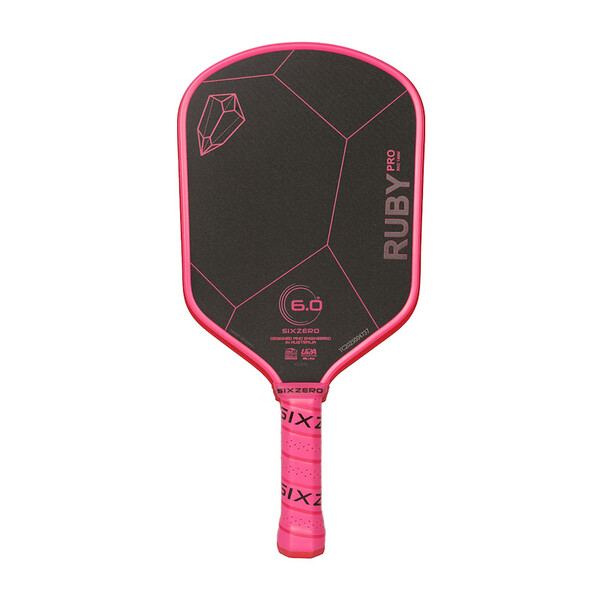 Six Zero Ruby Pro 14mm Pickleball Paddle (Black/Pink)