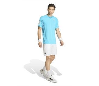 adidas Club 3 Stripes Tee (M) (Signal Cyan)