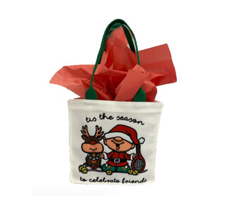 Tennis Reindeer & Elf Mini Canvas Gift Tote